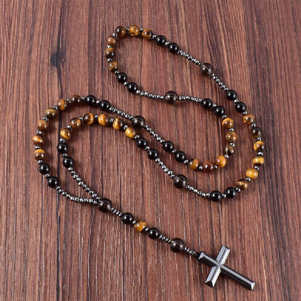 Beaded Cross Pendant Necklace