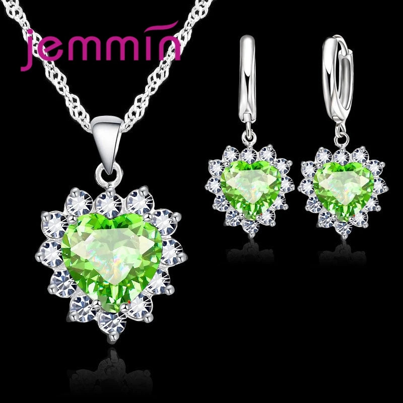 925 Silver with Stamped Heart Pendant Hoop Earrings