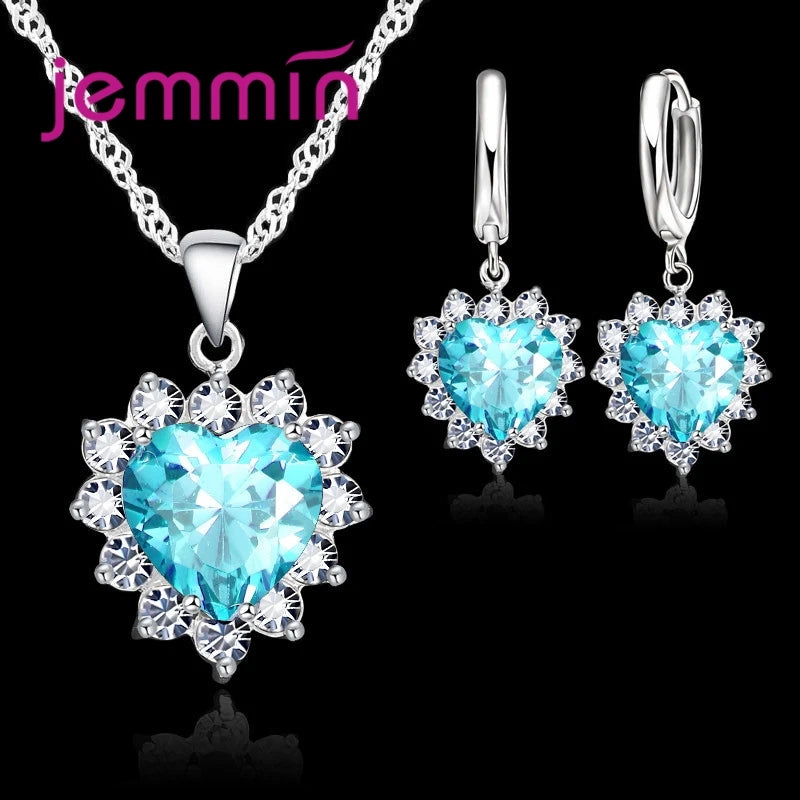 925 Silver with Stamped Heart Pendant Hoop Earrings