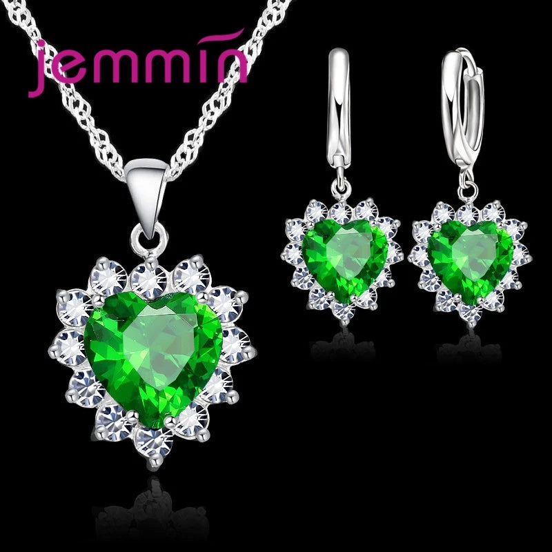 925 Silver with Stamped Heart Pendant Hoop Earrings