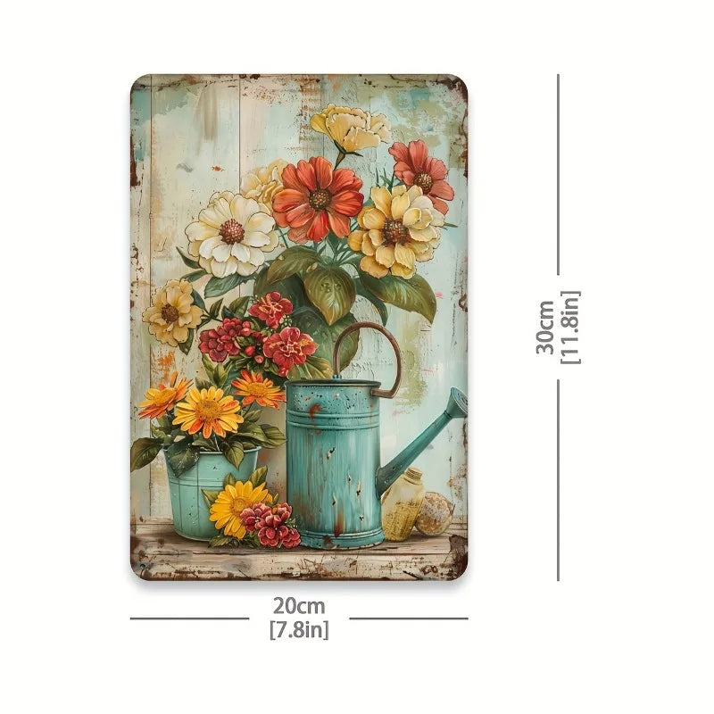 Retro Flower Pot Iron Painting