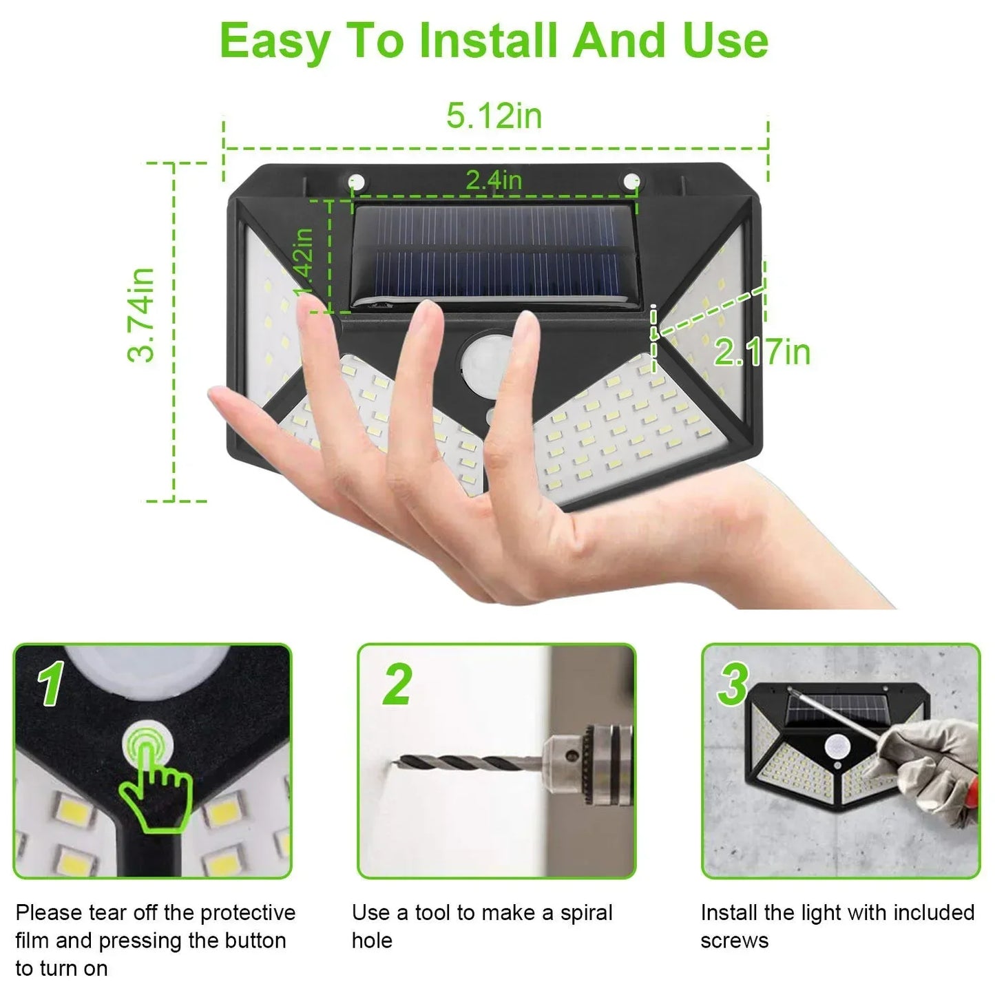 Multifunctional Outdoor Solar Powered LED Spotlight with Motion Sensor