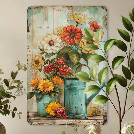Retro Flower Pot Iron Painting