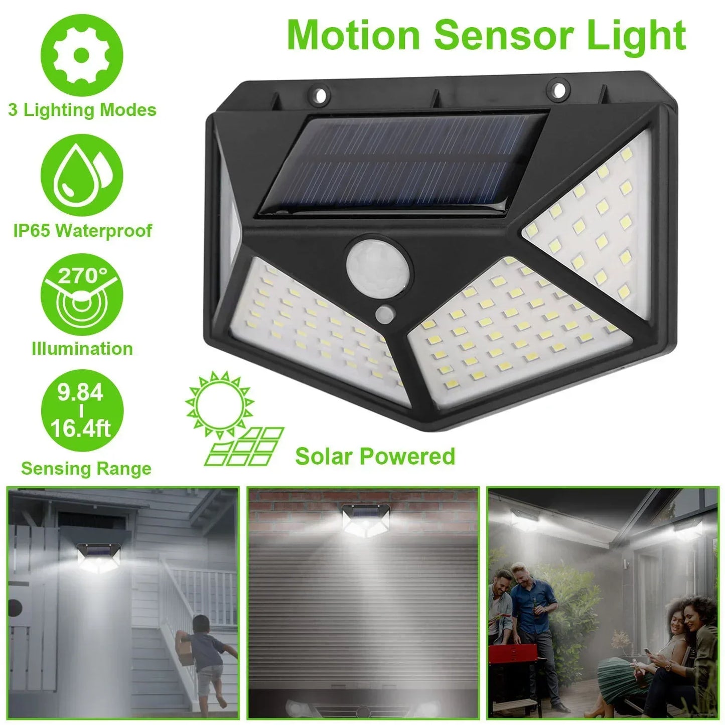 Multifunctional Outdoor Solar Powered LED Spotlight with Motion Sensor