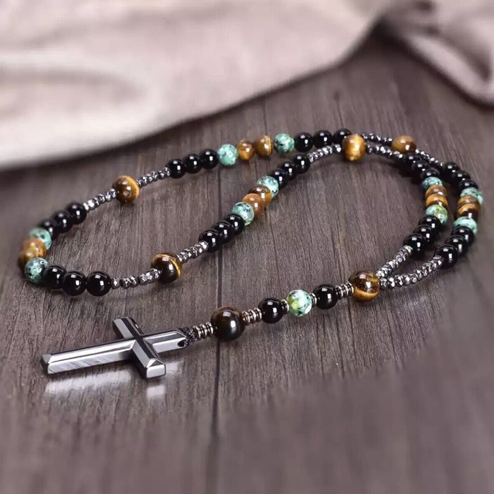 Beaded Cross Pendant Necklace
