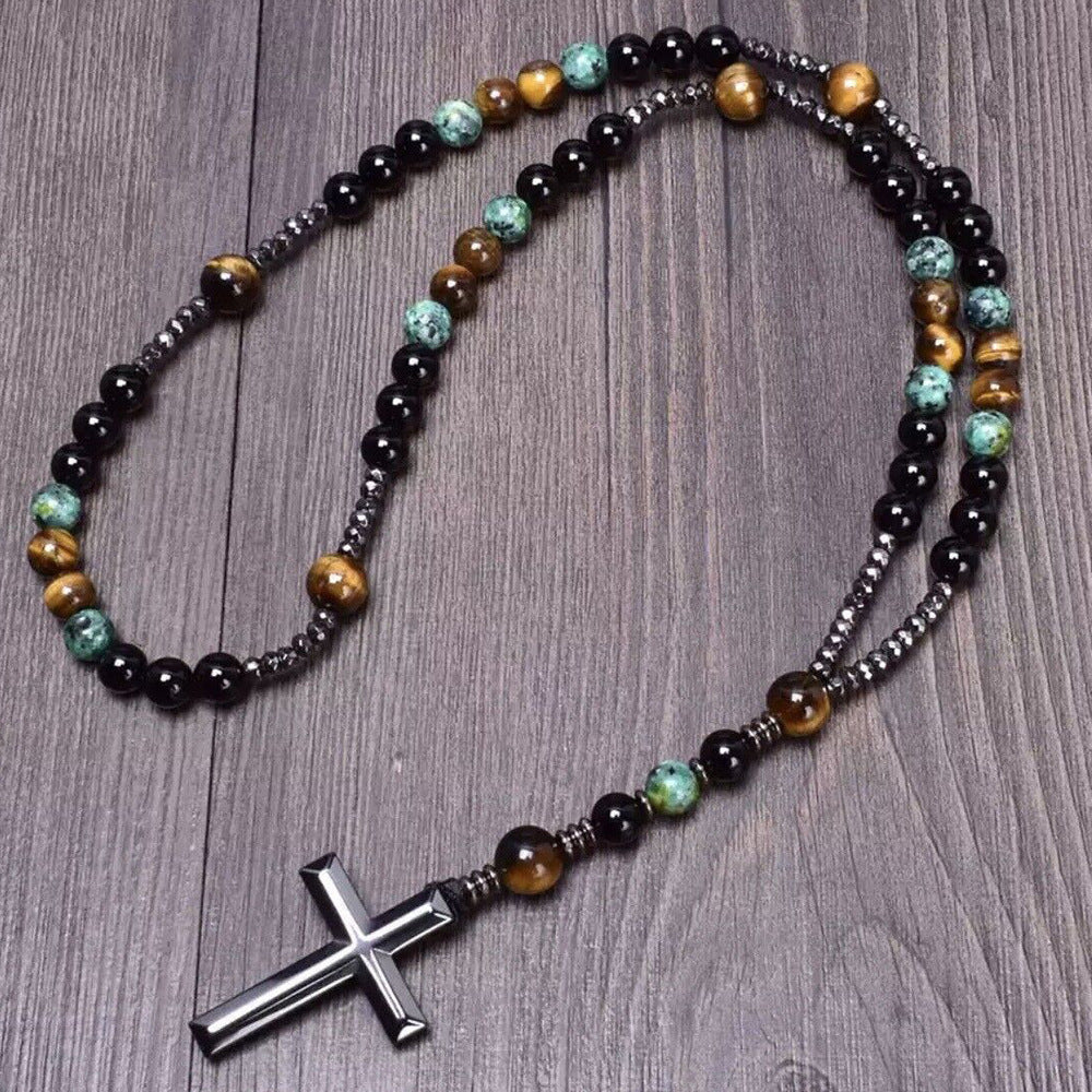 Beaded Cross Pendant Necklace