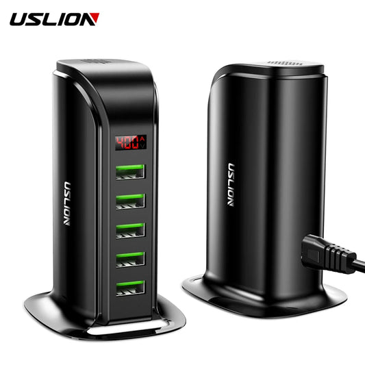 USLION 5 Port USB Charger with LED Display