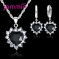 925 Silver with Stamped Heart Pendant Hoop Earrings
