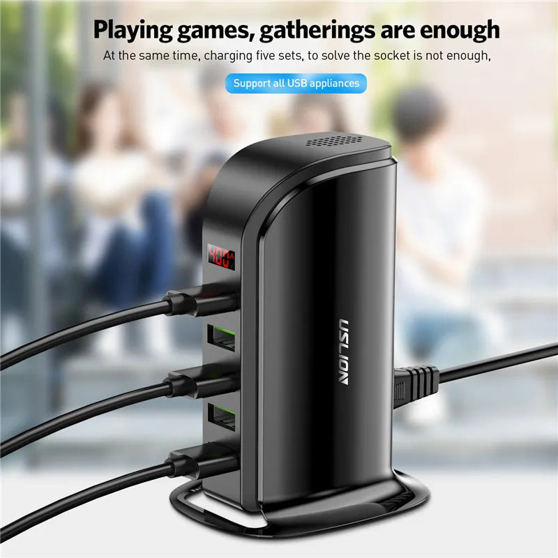 USLION 5 Port USB Charger with LED Display