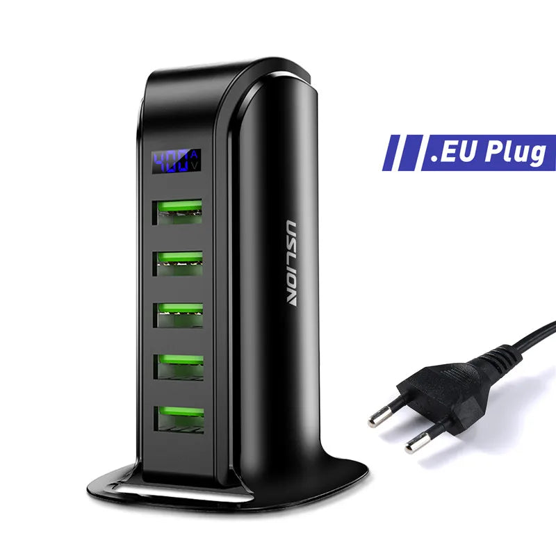 USLION 5 Port USB Charger with LED Display