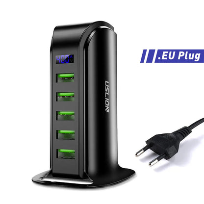 USLION 5 Port USB Charger with LED Display