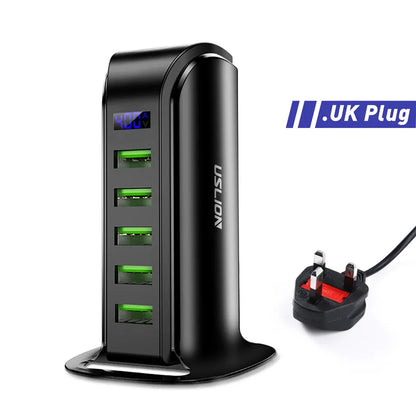 USLION 5 Port USB Charger with LED Display
