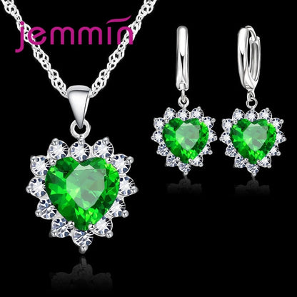 925 Silver with Stamped Heart Pendant Hoop Earrings