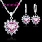 925 Silver with Stamped Heart Pendant Hoop Earrings
