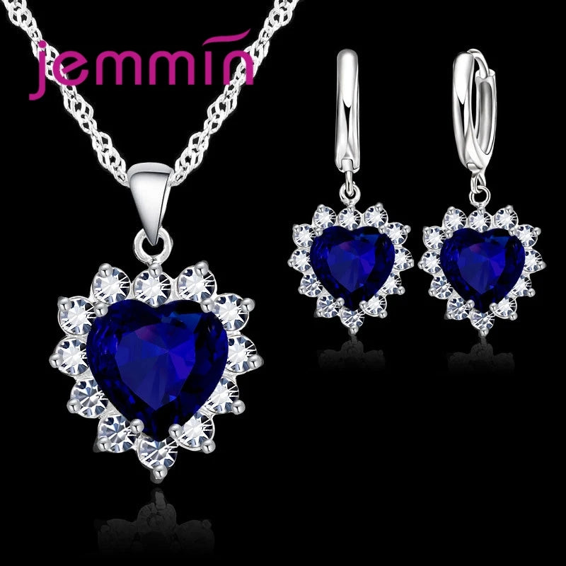 925 Silver with Stamped Heart Pendant Hoop Earrings