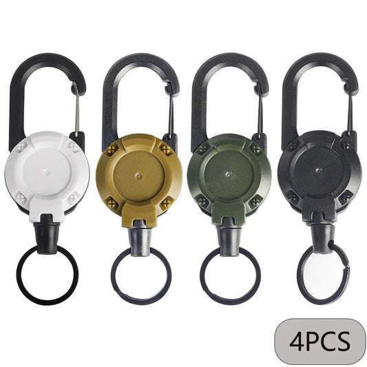 1/2/4pcs Heavy Duty Extendable Retractable Keychain Badge Reels With Carabiner Key Chain