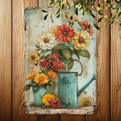 Retro Flower Pot Iron Painting