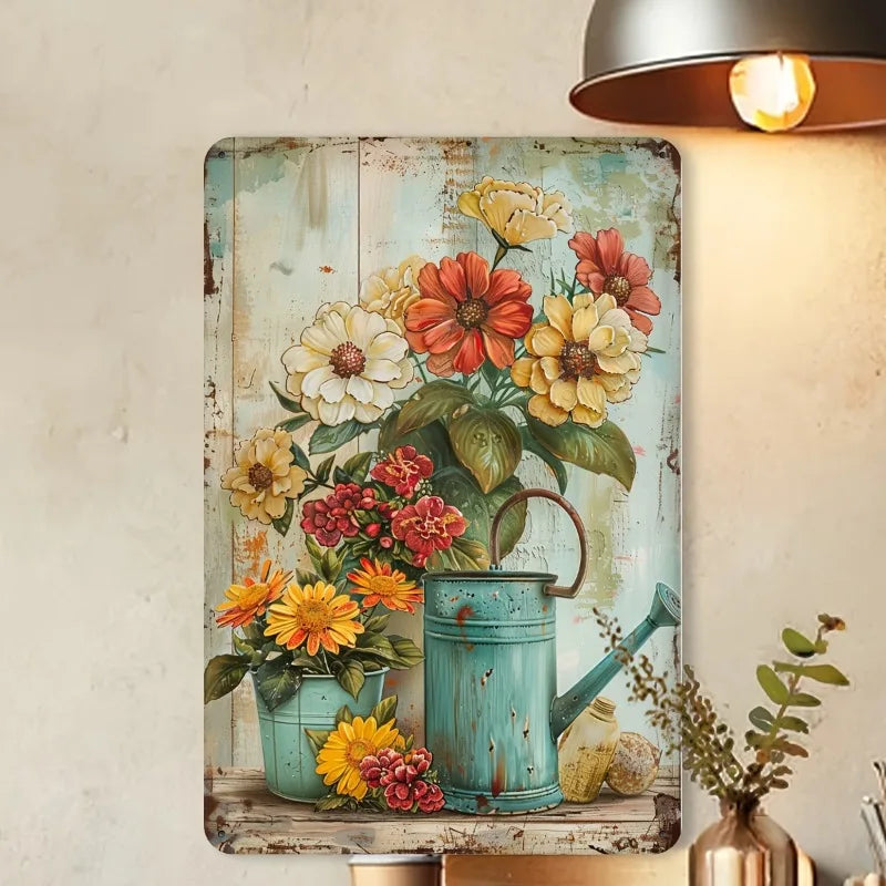 Retro Flower Pot Iron Painting